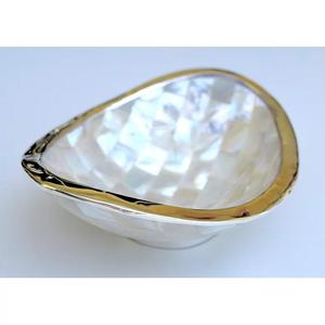 Cuenco pequeño ovalado hecho a mano con concha de perla Madre, respetuoso con el medio ambiente, técnica personalizada, unión, bordes superiores de plata esterlina laminada - Product Image 3