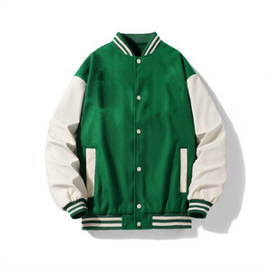 เสื้อแจ็กเก็ตเบสบอลทีมตัวแทนตัวอักษรล้วนสำหรับผู้ชายปักลายการ์ตูน - Product Image 4