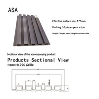 Panneau de grille extérieure moderne à cinq nervures en WPC co-extrudé ASA, 175 mm de largeur de couverture, classe B1, étanche pour les façades et les murs de villas