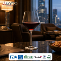 Verre à vin de Bourgogne en cristal sans plomb LAKOTTO Wide Body 680 ml, gobelet rond pour service de restaurant, verrerie personnalisée avec logo, usine de verrerie
