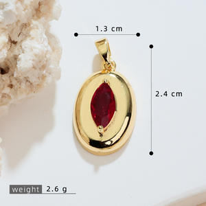 Оптовая продажа, латунный Овальный кулон с камнем <span class=keywords><strong>Marquise</strong></span> <span class=keywords><strong>CZ</strong></span>, простой геометрический Шарм для изготовления ювелирных изделий ожерелья - Product Image 2