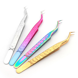 Jeu de 4 pinces à cils professionnelles en acier inoxydable, outils d'extension à pointe pointue pour les sourcils et les cils - Product Image 2