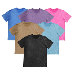 En stock T-shirt oversize délavé à l'acide pour hommes de haute qualité en coton/fibre de bambou Style vintage très décontracté - Product Image 3