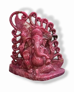 Natural Rhodonite Ganesha Sculpture Gemstone <b>Statue</b> Idol Crystal Carving Art Deco Figurine Hand Carved Environmentally Reiki - Product Image 1