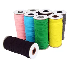 Muti-Color Knitted Rubber Braided Elastic Band High Tenacity Flat Sewing Stretch Knitted Braided Narrow Stripes