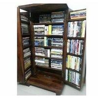 Meuble de rangement multimédia en bois massif pour salon |   Organisateur de CD et DVD moderne avec portes et étagères