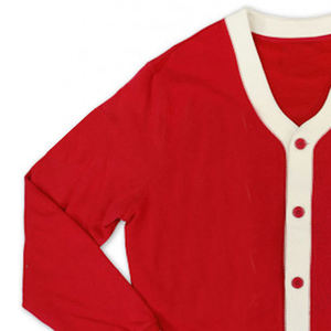 Cárdigan Casual de Manga Larga con Cuello en V, Color Blanco y Rojo, con Logotipo, Diseño de Parches, Botones, 100% Algodón, para Hermandades Universitarias y Fraternidades - Product Image 2