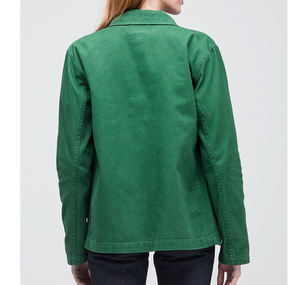 Veste Denim Verte à Col Ouvert et Bouton pour Femme, Vêtement Décontracté, Veste en Denim Surdimensionnée, Veste d'Université - Product Image 5