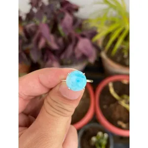 Romantic Round Larimar <b>Ring</b> <b>925</b> Sterling <b>Silver</b> Handmade Gemstone <b>Ring</b> Wholesale Jewelry Supplier - Product Image 1