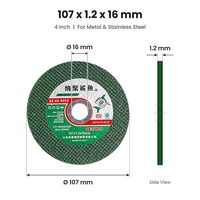 Disque de coupe métallique Fortunebrasive 4 pouces 107 mm, 107x1.2x16 mm, ultra fin, pour acier inoxydable Inox, meuleuse d'angle OEM