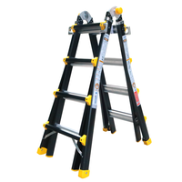 Escalera plegable multiusos de aluminio de 4x7 escalones compatible con Prime EN131 para apartamento, almacén al aire libre y propósito de construcción