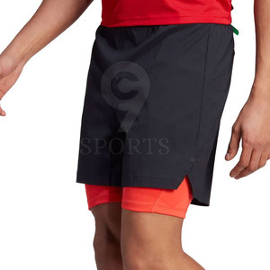 กางเกงขาสั้นใส่เล่นฟิตเนสแบบปิดเอวยางยืดแบบลำลองมีลายสีพื้นทนทานออกแบบได้ตามต้องการ - Product Image 2