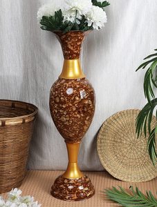 Vase à fleurs moderne en métal de 2 pieds de haut Pot de table de grande taille pour la décoration de la maison du coin du salon - Product Image 5