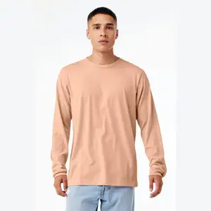 Camisa airlume coberta com anel 52%, camiseta de algodão e manga longa cvc, com pêssego, para homens e mulheres, 48% poly 32, 4.2