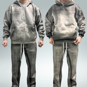 ชุดวอร์มพิมพ์ลายพัฟเสื้อสวมหัวสำหรับผู้ชายชุดวอร์ม2025ซักกรดชุดกีฬา2ชิ้นผ้าเฟรนช์เทอร์รี่ซีดจาง - Product Image 4