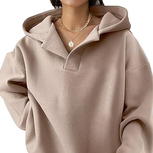 Sweat à capuche oversize à manches longues en molleton 100% coton unisexe, imprimé avec un logo personnalisé, pour femmes, streetwear d'automne - Product Image 5