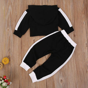 Chándales de algodón transpirable OEM para niños, conjunto con capucha a la moda para niños y niñas de talla grande, patrón sólido, temporada de invierno - Product Image 5