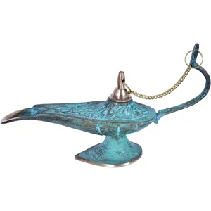 Hot Selling Brass Embossed Aladdin Lamp With Blue Antique Finished Wholesale Manufacturer And Supplier Of Brass Oil Lamp