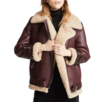 Veste en cuir véritable double face en peau de mouton, faite à la main, de qualité supérieure, imperméable et à séchage rapide, col en V, pour femme, best-seller OEM