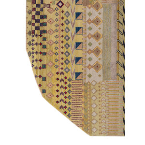 Alfombra Manchaha de Lana y Seda de Bambú con Patrón Geométrico Rojo y Naranja, Anudada a Mano para Uso Doméstico - Alfombras Jaipur US-Les-6008 - Product Image 4