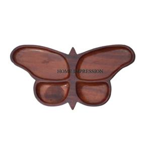 Haute vente plateau de service de fruits en bois Durable forme de papillon restauration plateau de serveur de nourriture accessoires de cuisine en bois - Product Image 1