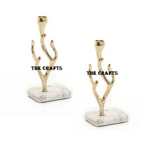 ชุดเชิงเทียนอลูมิเนียมสองชิ้นพร้อมฐานหินอ่อนปรับขนาดและรูปร่างเทียนตกแต่งขาตั้งและที่วาง - Product Image 5