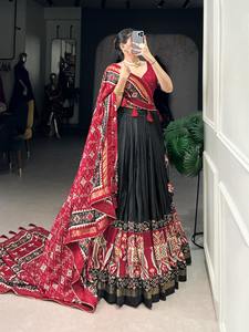 Dernier Tussar Soie Indien Traditionnel lehenga choli Nouveau Designer Dernier Designer Bandhej Et Patola Imprimé Avec Feuille Travail adulte - Product Image 6