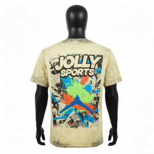 T-shirt 100% coton pour homme, coupe ample, imprimé, t-shirt délavé à l'acide pour homme, tissu durable, style impression sérigraphique, logo personnalisé, vêtements décontractés - Product Image 2