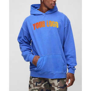 Sweat-shirts surdimensionnés personnalisés de haute qualité OEM, vêtements d'entraînement, sweat-shirt bleu personnalisé en coton, pull-over pour homme, sweat-shirt uni en tissu polaire - Product Image 1