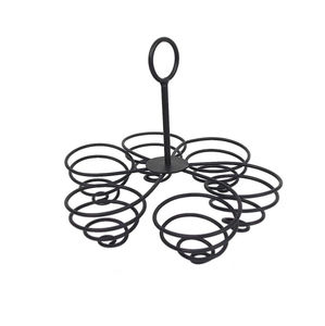 Support à œufs en fer forgé finition noire, design personnalisé, adapté à la décoration de la cuisine et de la table à manger - Product Image 2