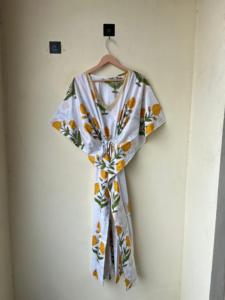 Kaftan floral indio Maxi Bikini cubierta Kaftan de algodón multicolor con estilo elegante Long Beach Cover ropa de dormir regalo para ella - Product Image 2