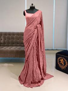 Nueva llegada último traje de diseño elegante tendencia desgaste pesado Georgette Saree con 3 mm Katori secuencia trabajo exportador mundial - Product Image 6