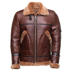 Blouson aviateur en cuir pour homme, style motard, grande taille, toile, hiver, chaud, logo sur le devant - Product Image 1