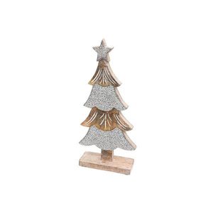 Árbol de Navidad decorativo de madera hecho de mango y madera de acacia con detalles de metal para exhibición de mesa de temporada - Product Image 1