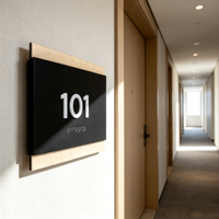 Plaque de porte moderne en acrylique noir avec numéro de maison - Plaque de numéro 3D personnalisée pour villa, bureau et hôtel, résistante à l'eau et illuminée