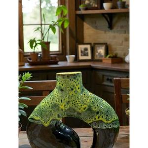 Tazón de Cerámica Artesanal Marroquí Tamegroute con Esmalte Verde, Artesanía Bereber Vintage, Decoración para el Hogar, Regalo - Product Image 1