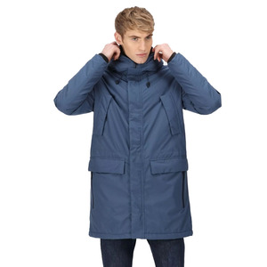 Chaquetas de Invierno Personalizadas en Oferta, Chaquetas Parka Largas Impermeables con Cremallera Azul para Hombre, Diseño de Venta Caliente - Product Image 1
