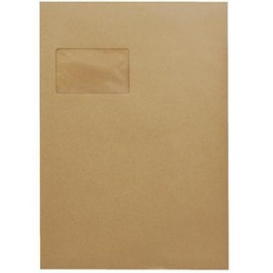 Sobres de Papel Lanolina Autoadhesivos Soennecken DIN C4, Color Marrón, 25 Unidades/Paquete, 229 x 324 mm, Ventana, 90 g/m², Bolsa de Envío - Product Image 1