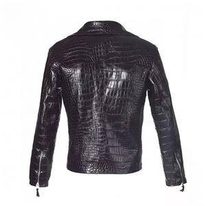 <b>Men's</b> <b>Black</b> for Crocodile Embossed <b>Real</b> Leather Jacket Sheep Leather Jackets - Product Image 6