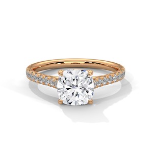 2.0ct Cushion Cut Moissanite <b>Solitaire</b> <b>Ring</b> with Pave Set Band 925 Sterling <b>Silver</b> - Product Image 4