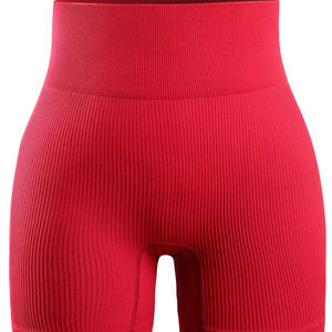 Top Quality Yoga <b>Shorts</b> Custom logo Fitness Seamless Solid Striped High <b>Waist</b> Scrunch Butt <b>Shorts</b> Breathable Women Yoga <b>Short</b> - Product Image 1