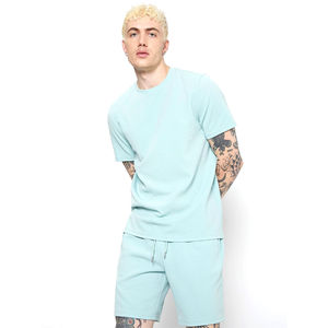 Camiseta informal de verano con logotipo impreso personalizado para hombre, conjunto de pantalones cortos, lavado rentable, 2 piezas, gráfico personalizado de fábrica - Product Image 1