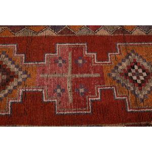 Herki Turkish Rug, 2.8x10 ft Vintage Rug, <b>Red</b> Striped <b>Wool</b> Rug - Product Image 5