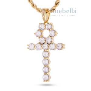 Luxe Hommes Rappeur Style Diamant Bling Bijoux Nom Personnalisé Iced Tennis Ankh Pendentif Collier Cubain Moissanite Pendentifs Charmes - Product Image 1