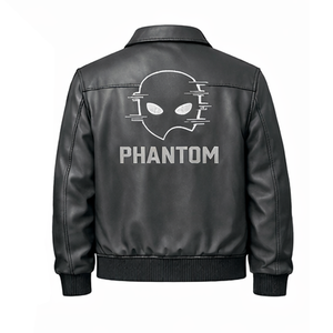 Chaqueta de Cuero Negra con Detalles en Lona para Hombre, Estilo Bomber Techwear, Personalizada, con Bordado, Estilo Punk, Urbano, Hip Hop, Varsity, para Invierno - Product Image 5