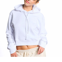 Hoodie Pendek Beritsleting untuk Wanita |   Sweatshirt Fleece Bernapas Ukuran Besar dengan Logo Depan |   Busana Trendy Berkerudung 100% Katun