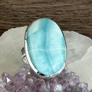 Diseñador hecho a mano 925 plata esterlina Larimar anillo boda aniversario compromiso joyería anillo hecho a medida - Product Image 1