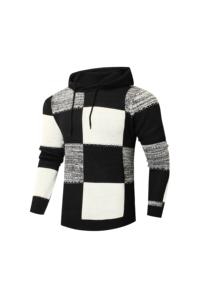 Suéter de punto polar liso unisex con capucha suave y ligero tejido de poliéster/algodón de manga larga informal Retro otoño bordado - Product Image 3