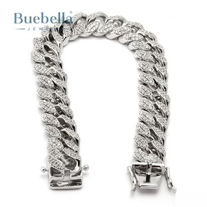 Gran oferta, pulsera cubana Miami de 15mm para hombre, oro de 18 quilates y plata 925 chapada con piedra de moissanita para regalos y fiestas - Product Image 5