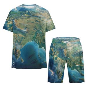 Conjunto de pantalones cortos transpirables personalizados de alta calidad para hombre, hecho en fábrica diseño informal de verano, venta al por mayor, camiseta de sublimación y conjunto corto - Product Image 2